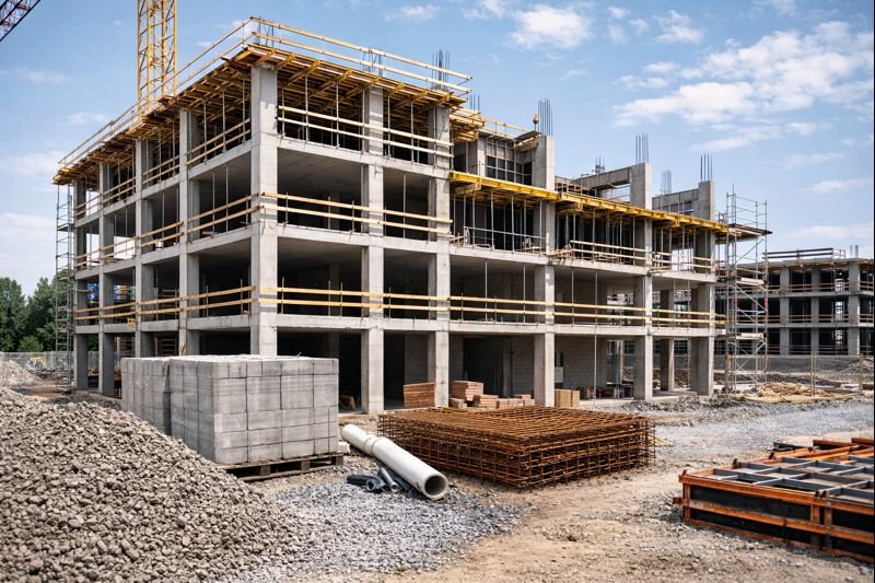Aggregates used in commercial building construction