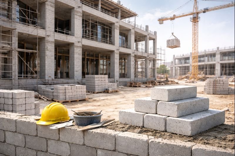 Fly ash bricks used in commercial building construction