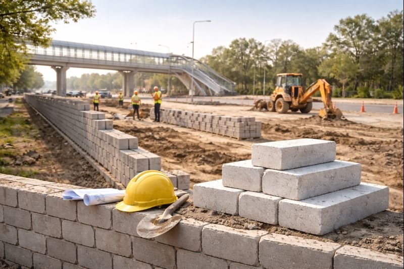 Fly ash bricks used in infrastructure and government projects